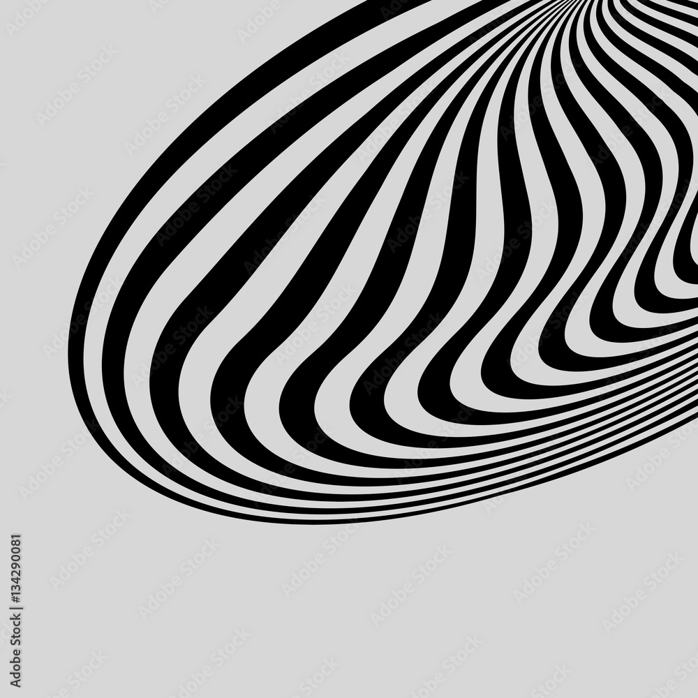 Black and White Abstract Striped Background. Optical Art. Stock