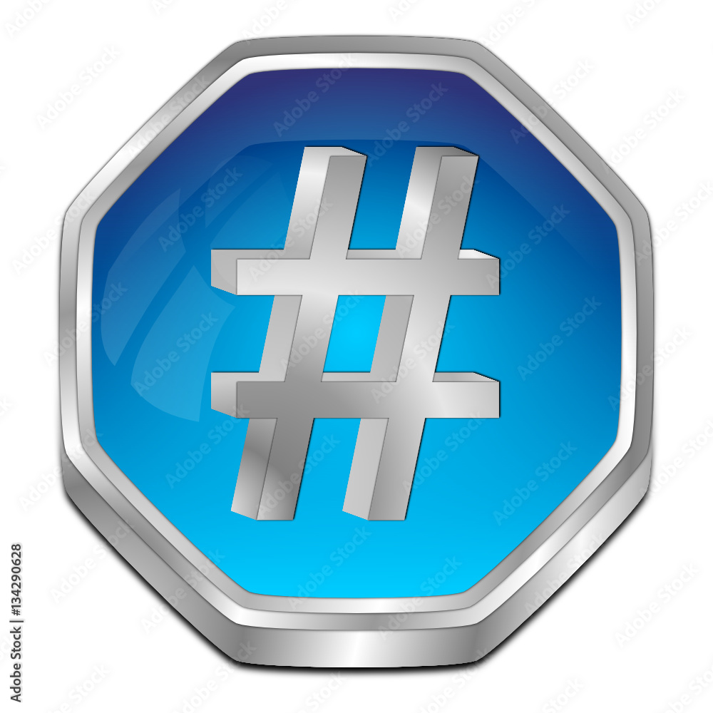 Obraz premium Hashtag Button - 3D illustration