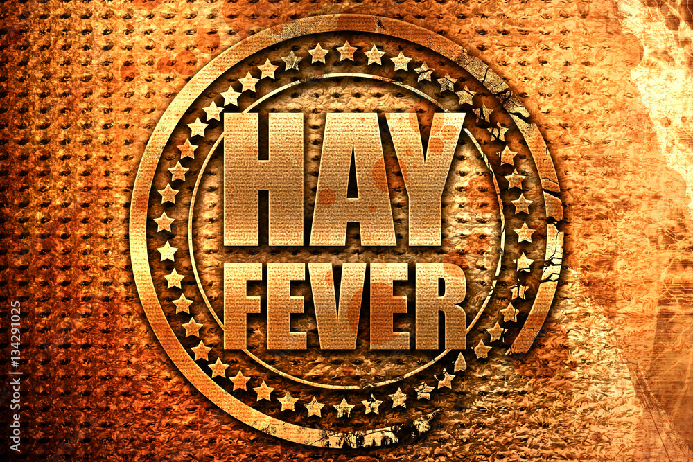 hayfever, 3D rendering, grunge metal stamp