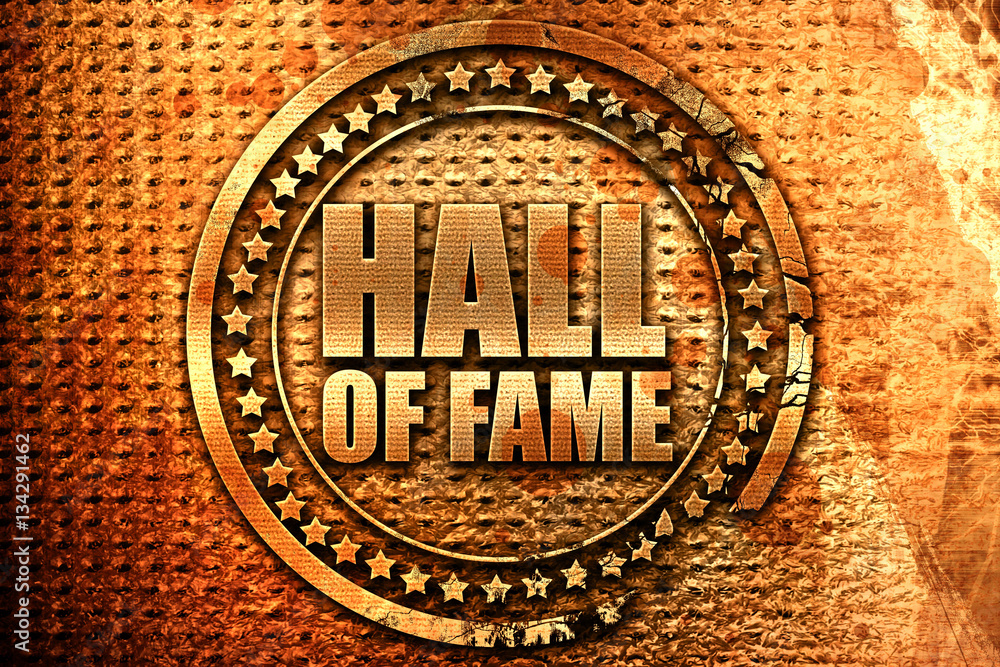 hall of fame, 3D rendering, grunge metal stamp