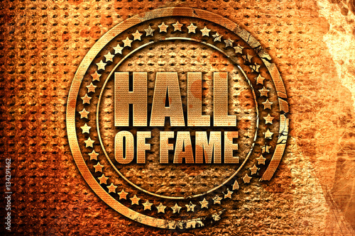 Obraz na płótnie hall of fame, 3D rendering, grunge metal stamp w salonie
