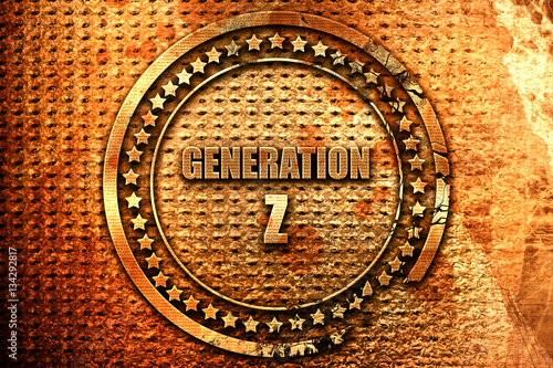 generation z, 3D rendering, grunge metal stamp photo