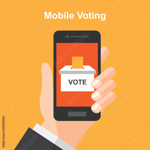 smartphone online voting , vote , election. digital device. vector illustration.