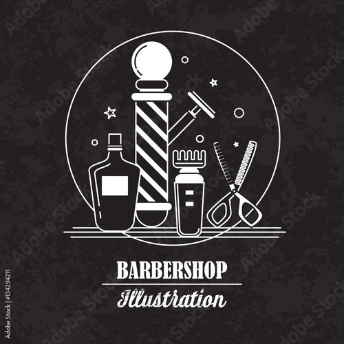 Composition of the set icons for the Barber shop. Vector elements your web design