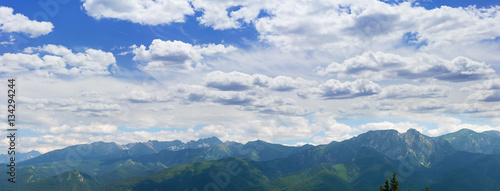 Panorama of mountains on the background of the sky