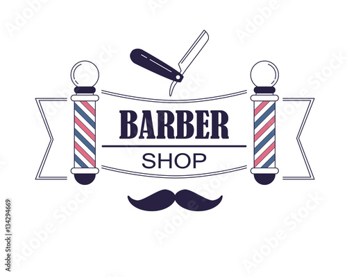 Composition of the set icons for the Barber shop. Vector elements your web design