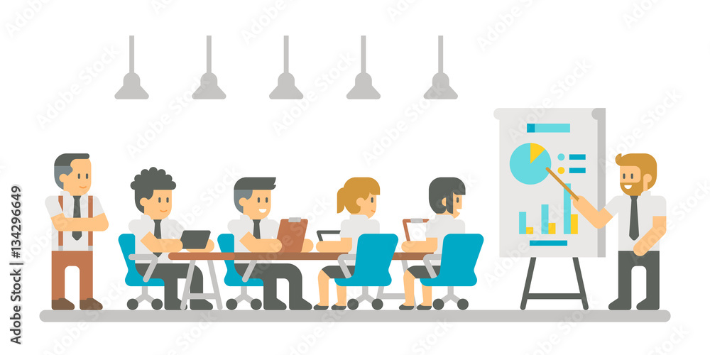 Obraz premium Flat design cartoon meeting business people