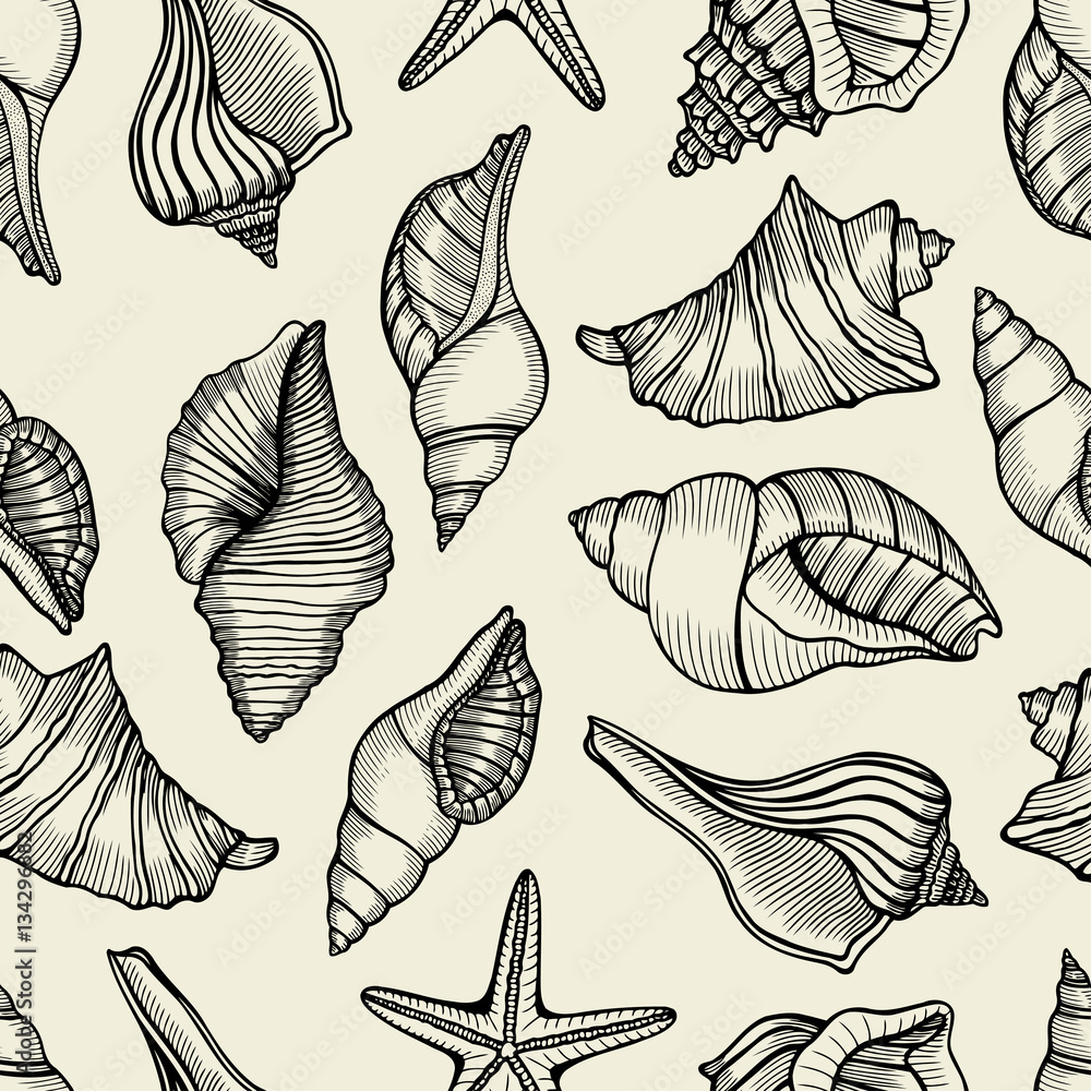 Seamless pattern with shells Seamless pattern with shells