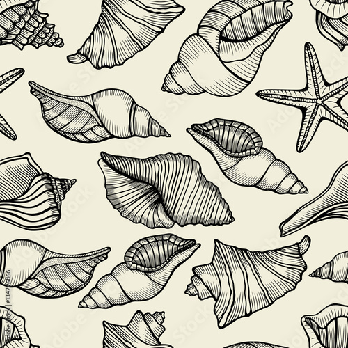 Seamless pattern with shells