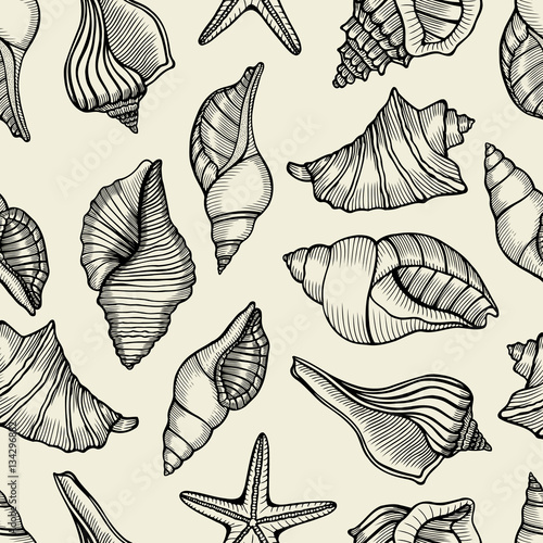 Seamless pattern with shells
