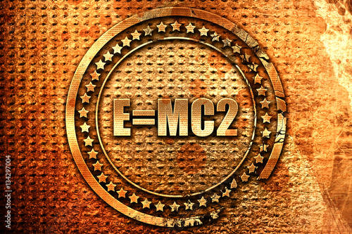 Tapety artystyczne e = mc2, 3D rendering, grunge metal stamp