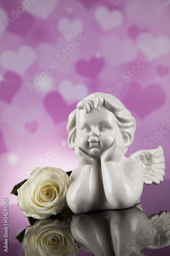 Love  Angels  Valentine s day concept  heart background