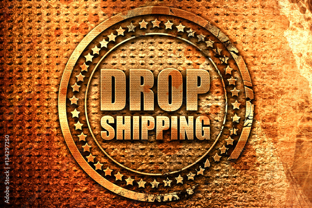 drop shipping, 3D rendering, grunge metal stamp