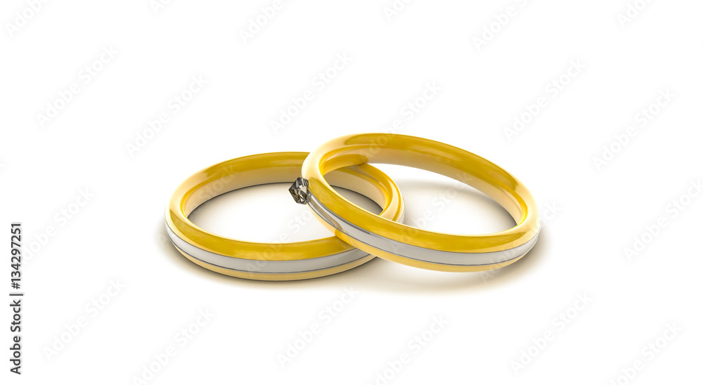 goldene Ringe mit Silber und Diamant - Konzept Hochzeit, heiraten, Antrag, Liebe goldene Ringe mit Silber und Diamant - Konzept Hochzeit, heiraten, Antrag, Liebe