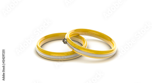 goldene Ringe mit Silber und Diamant - Konzept Hochzeit, heiraten, Antrag, Liebe