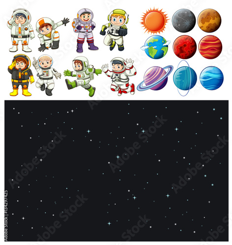 Space background and spaceman set