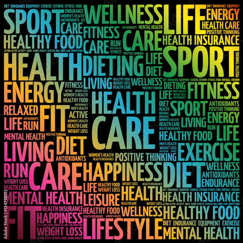 Health care word cloud, health concept