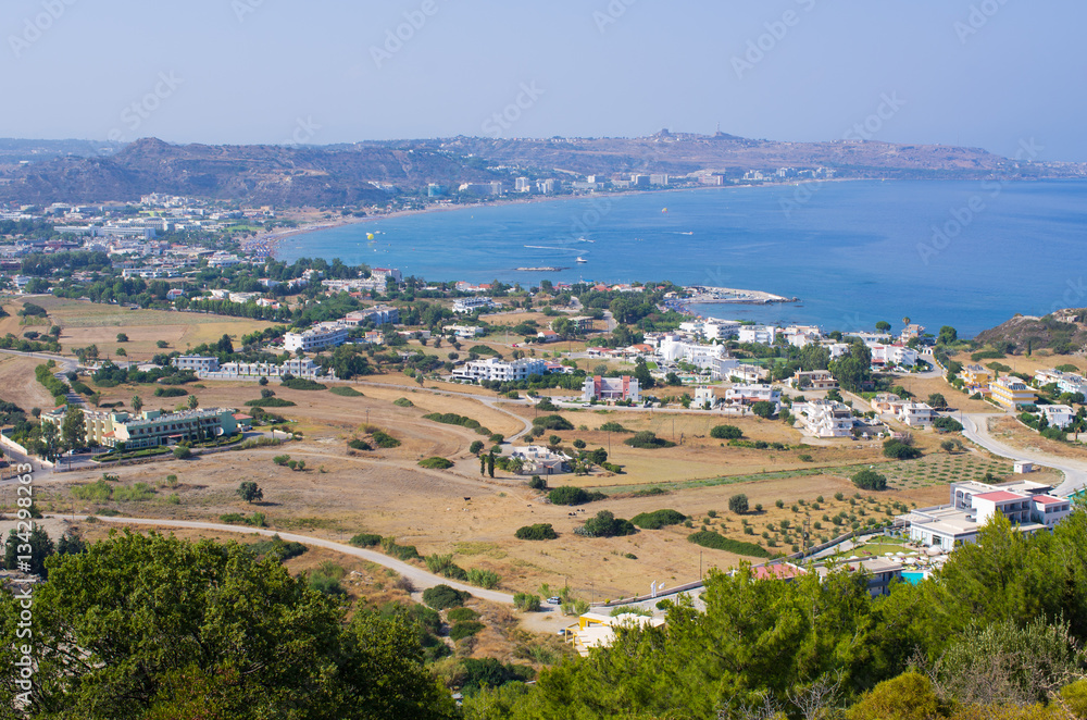 Landscape with Faliraki town, Rhodes, Greece