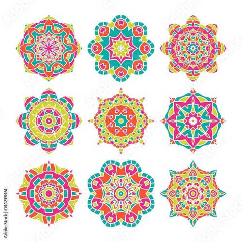 Set of vector mandala ornaments. Islam, Arabic, Indian, ottoman motifs.