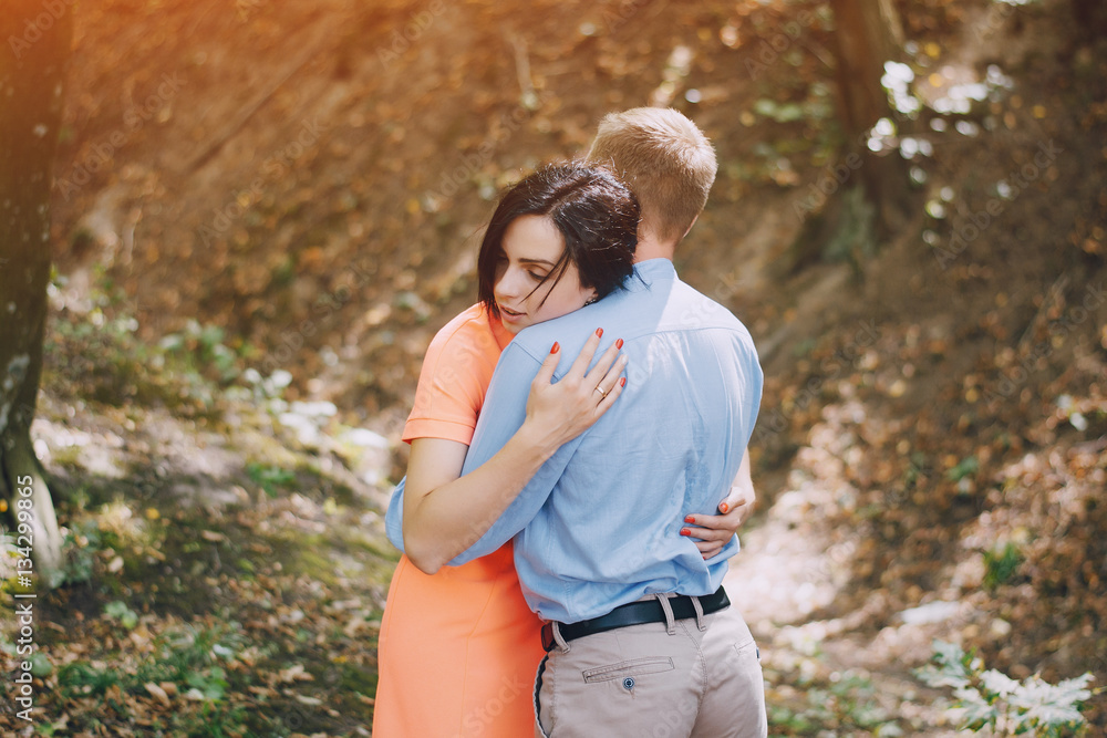 Fototapeta premium loving couple walking park