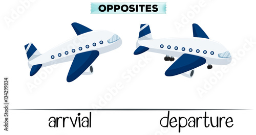 Flashcard for opposite words arrival and departure
