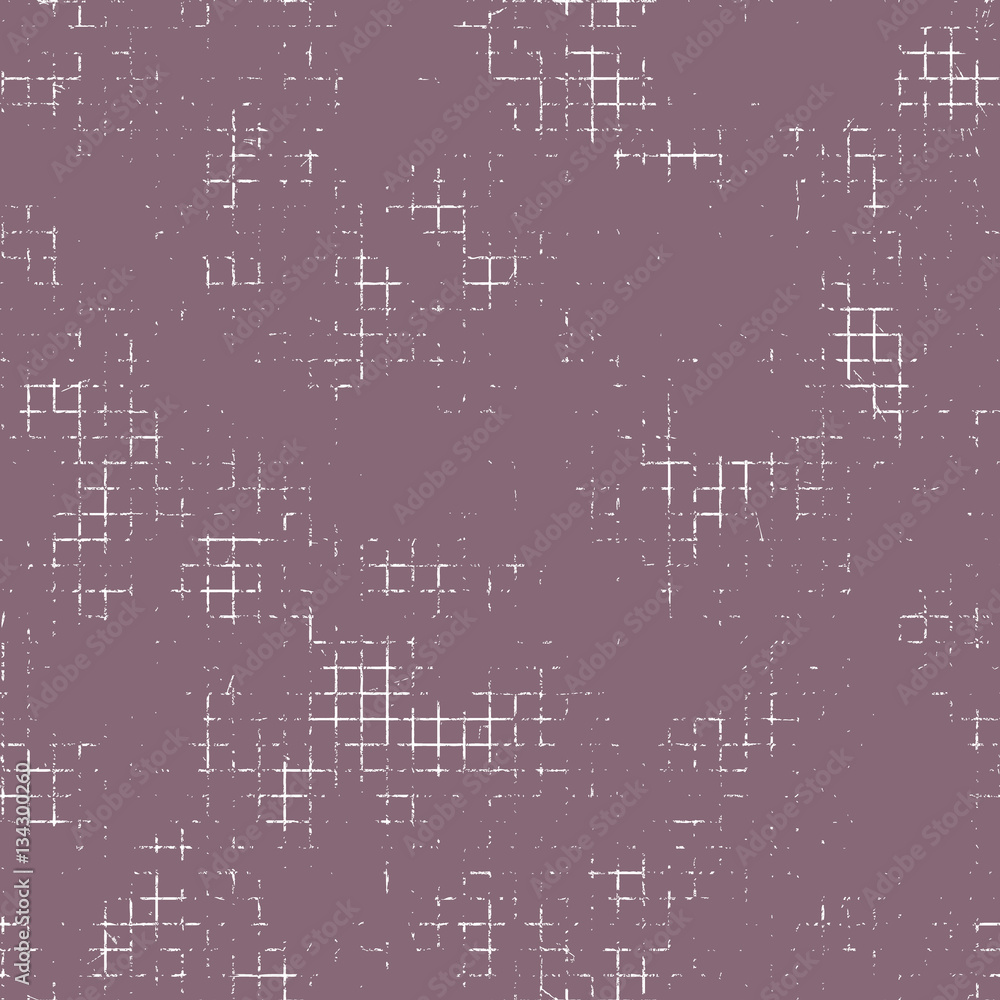 Seamless vector texture. Violet grunge background with attrition, cracks and ambrosia. Old style vintage design. Graphic illustration.
