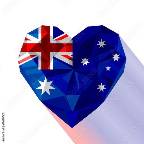 Vector crystal gem jewelry Australian heart with the Commonwealth of Australia