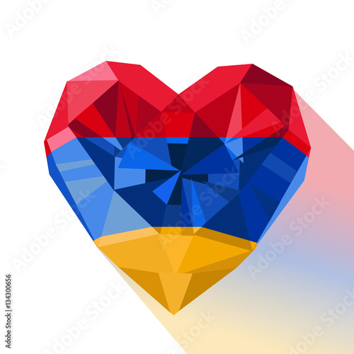 Vector crystal gem jewelry Armenian heart with the flag of the Armenia