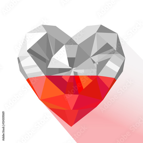 Vector crystal gem jewelry Polish heart with the flag of the Republic of Poland.