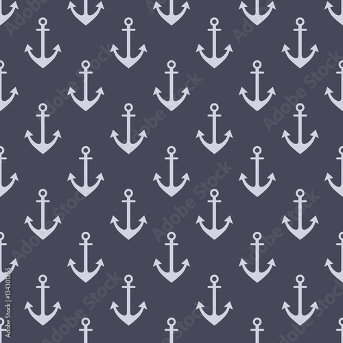Vector seamless pattern with anchor. Symmetrical background, nautical theme. Graphic illustration. Template for wrapping, backgrounds, fabric, prints, decor, surface