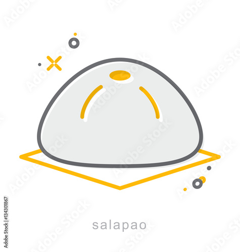 Thin line icons, Steamed buns