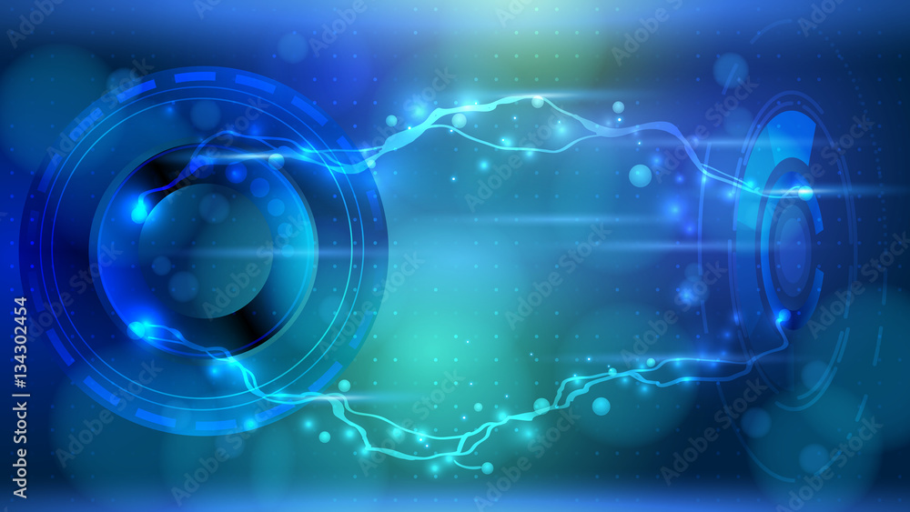 Abstract blue lightning vector science background Abstract blue lightning vector science background