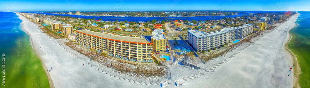 FORT WALTON, FL - FEBRUARY 5, 2016: Aerial panoramic view of cit