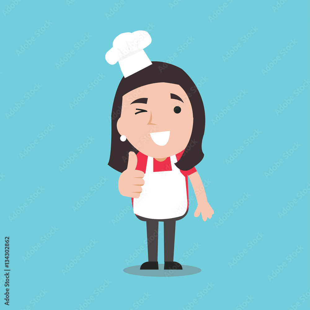 little chef girl cartoon flat illustration character little chef girl cartoon flat illustration character
