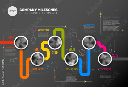 Vector Infographic Company Milestones Timeline Template