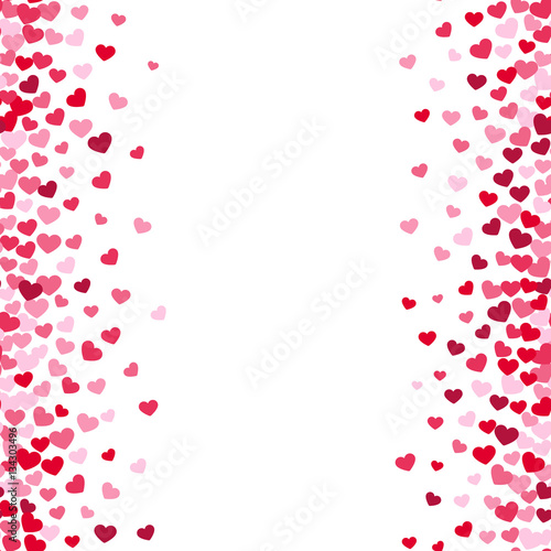 Lovely romance valentine white backgrouns with pink and red heart borders