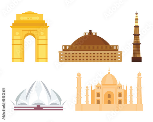 India landmark taj mahal travel vector.