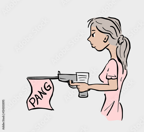 Vrouw met speelgoed pistool