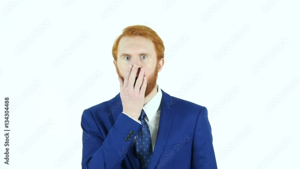 Shock, Unexpected Surprise, Red Hair Beard Businessman Shock, Unexpected Surprise, Red Hair Beard Businessman