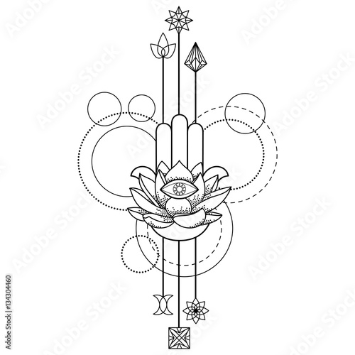 Hamsa Hand of Fatima Amulet tattoo
