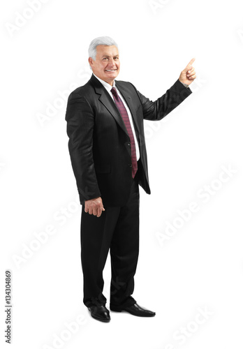 Senior man on white background