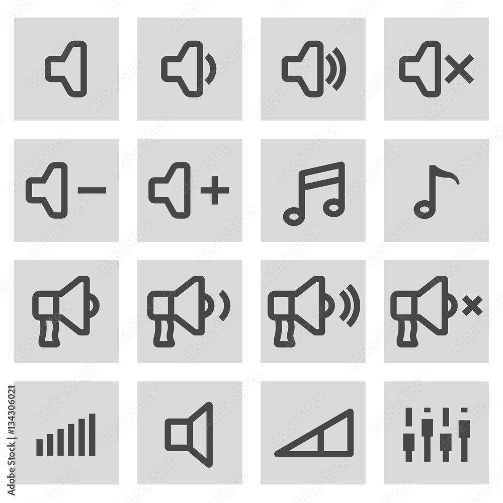 Vector line speaker icons set Vector line speaker icons set