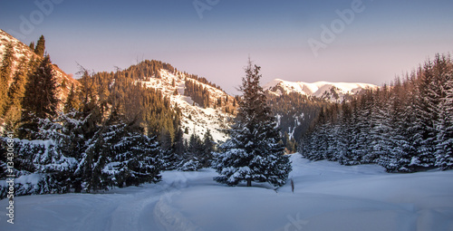 Mountain winter landscape in Kazakhstan near Almaty city