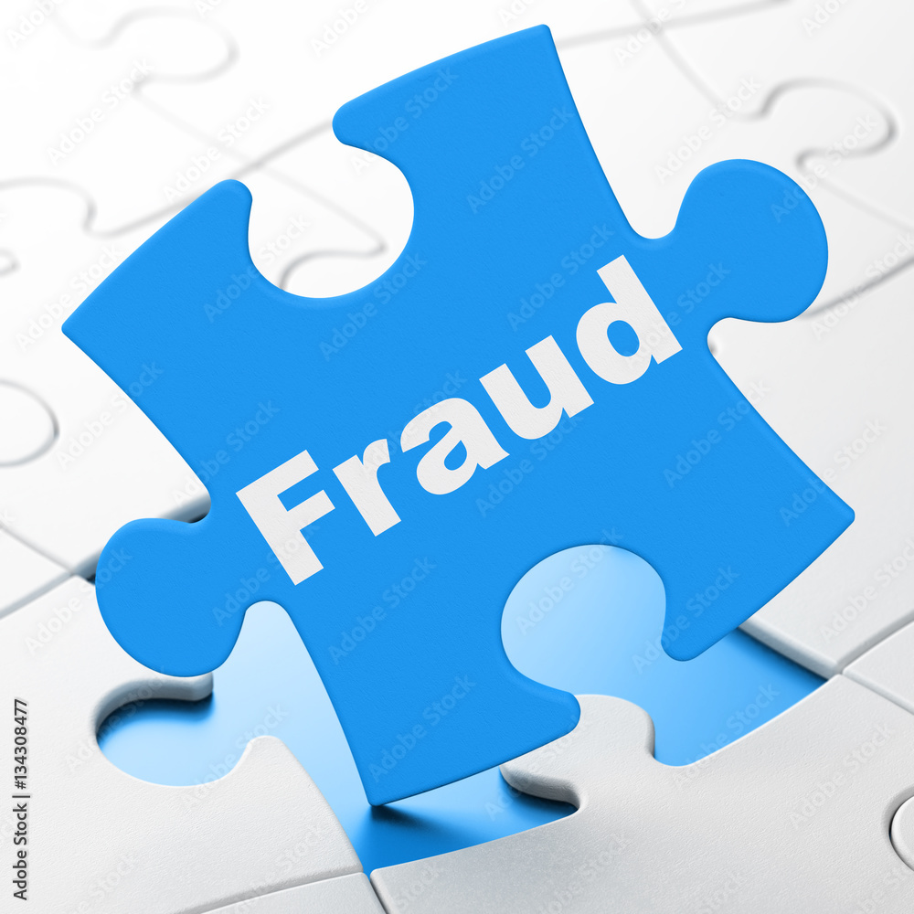 Safety concept: Fraud on puzzle background Safety concept: Fraud on puzzle background