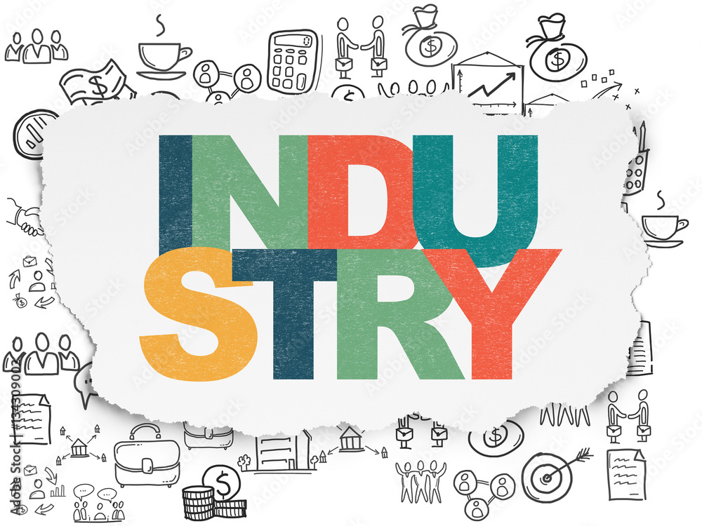 Naklejka premium Business concept: Industry on Torn Paper background