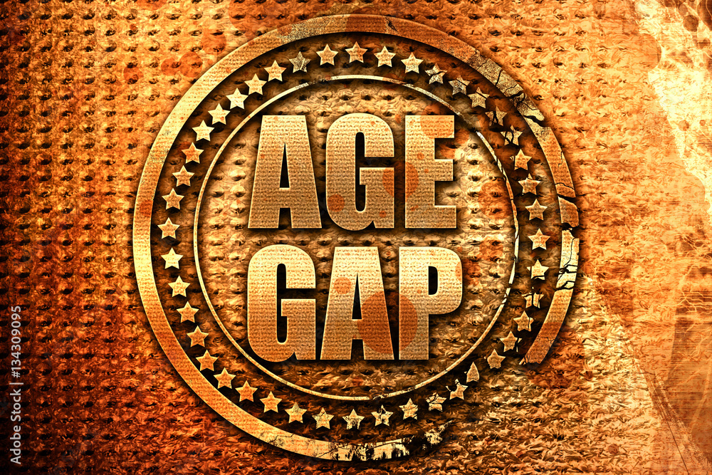 age gap, 3D rendering, grunge metal stamp