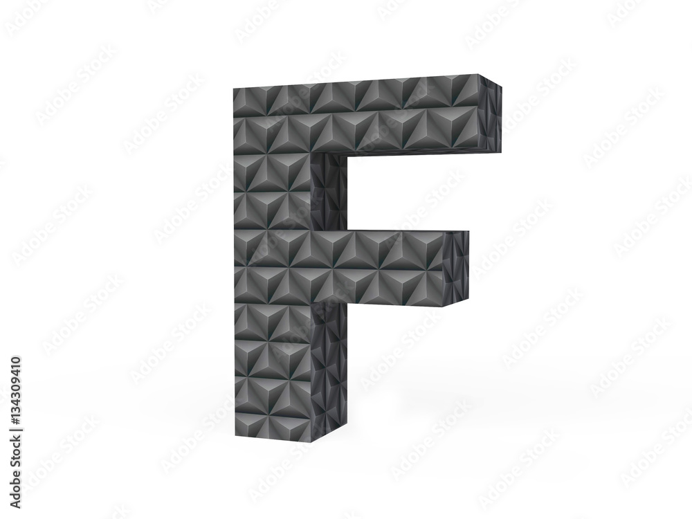 Fototapeta premium Metallic Letter F with Diamond-cut Pattern Isolated in 3D