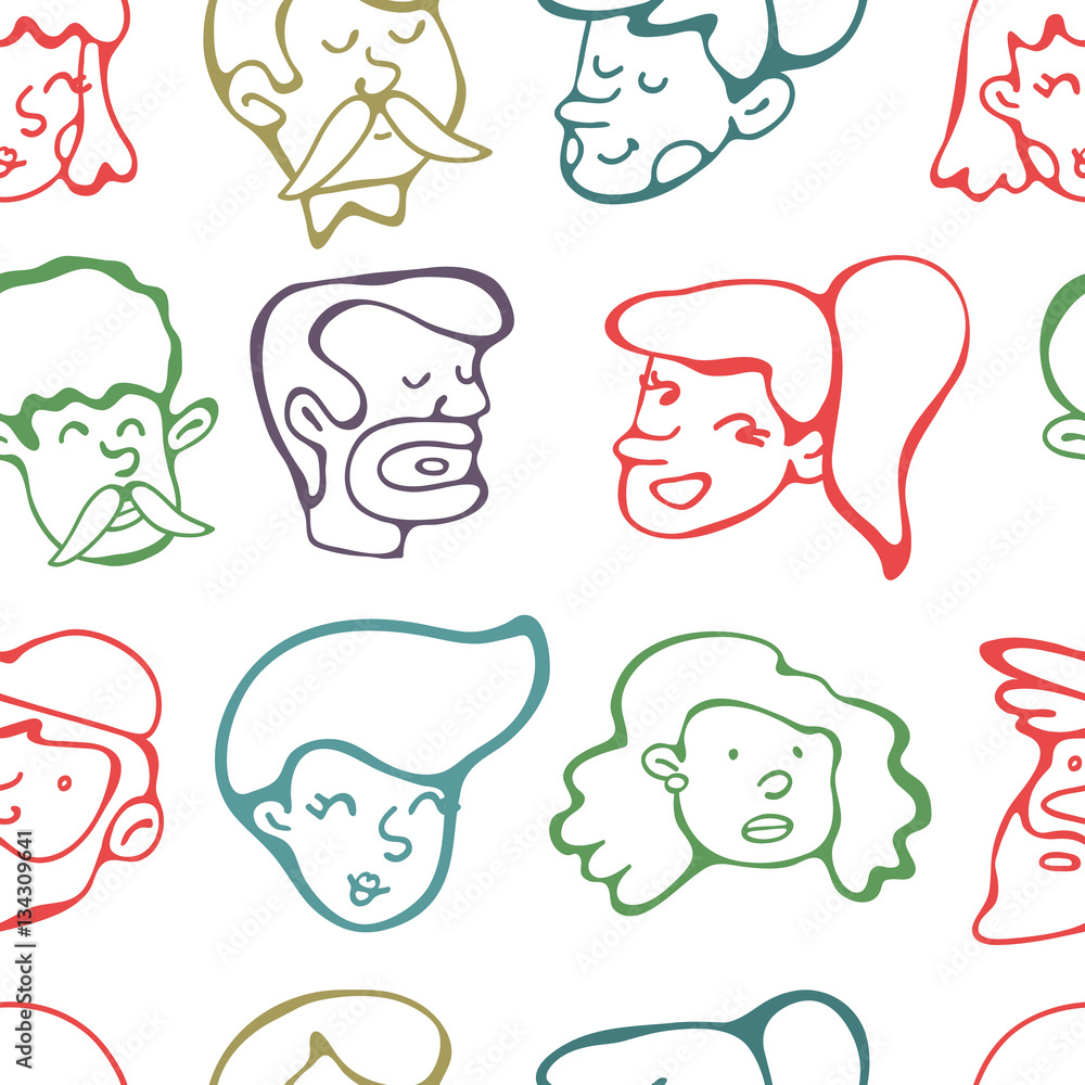 Seamless pattern with human faces Seamless pattern with human faces