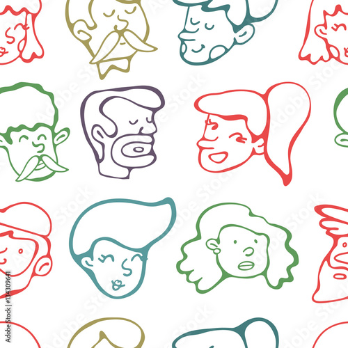 Seamless pattern with human faces