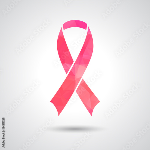 Pink Triangle Polygonal breast cancer awareness ribbon isolated